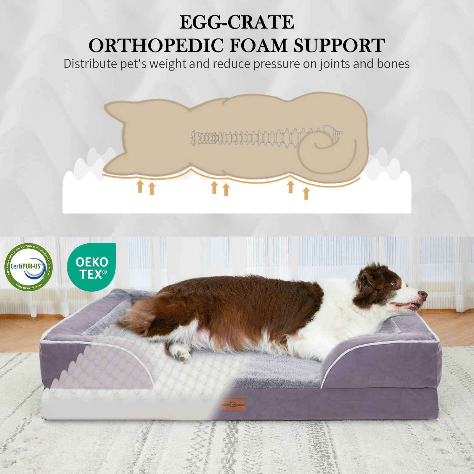 Snapklik.com : Comfort Expression Orthopedic Dog Bed For Large Dogs ... - Waterproof Soft Dog Enclosure For Dissatisfied Diabetics
