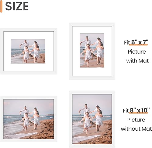 Vista 210 de upsimples - Portarretratos para galería de fotografías en la pared, marcos para fotos de 8 x 10 pulgadas con paspartú u 11 x 14 pulgadas sin Natural