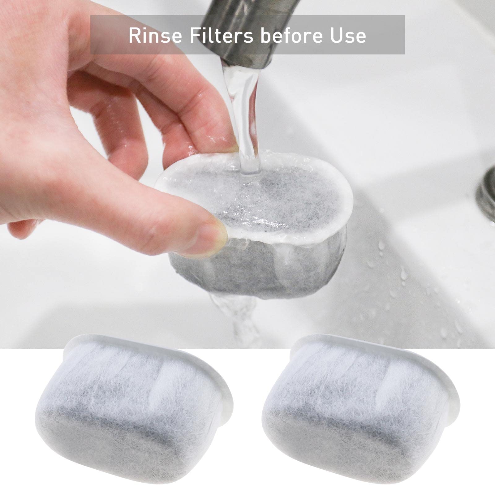 YINETTECH 8PCS Pet Fountain Filters Compatible with Wopet 2L/67oz Automatic Cat Fountain Pet Water Dispenser Filters Drinking Fountain Accessories 6.3x3.7x3.5cm - Image 3