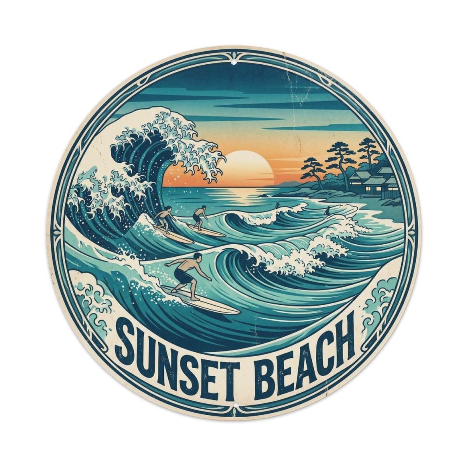 Beach Surfing Hawaii Travel Surf Coast Break Metal Tin Sign