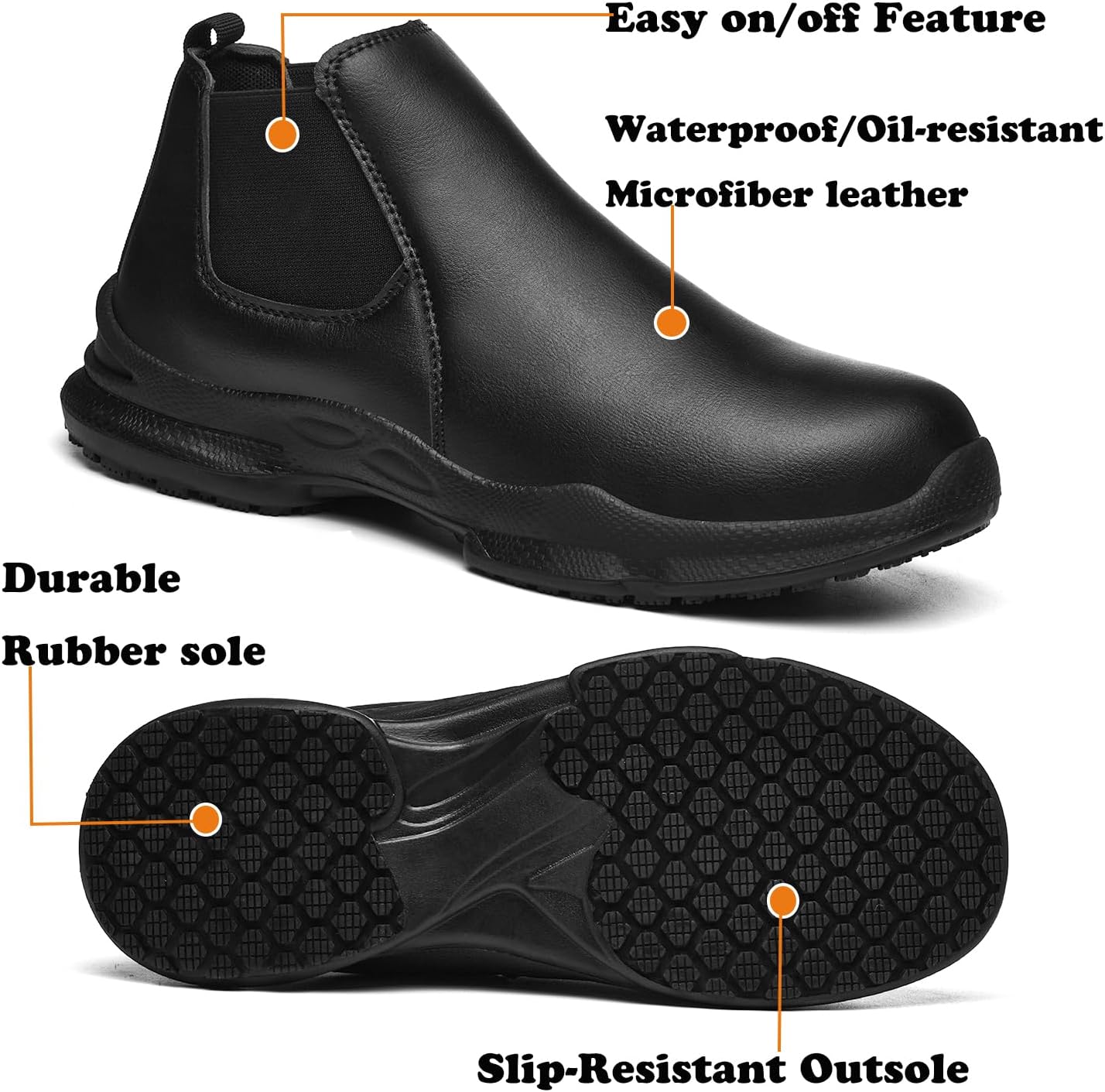 PJZHJ Non Slip Shoes for Men Oil-Proof and Waterproof Chef Shoes Comfortable Slip Resistant Work Shoes for Kitchen Hospital - Image 6