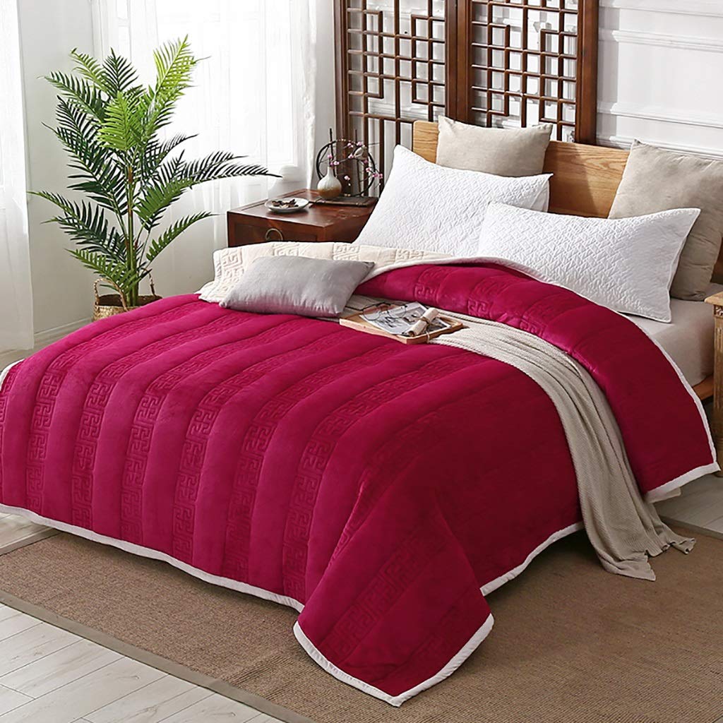 WJ Fregona De Poliuretano, Mantas De Tiro Gris, Sábanas Suaves Calientes Suaves Suaves Estupendas De La Cama para El Sofá, Manta De Microfibra De Lujo, 5 Colores (Color : Red, Tamaño : 180 * 200cm)