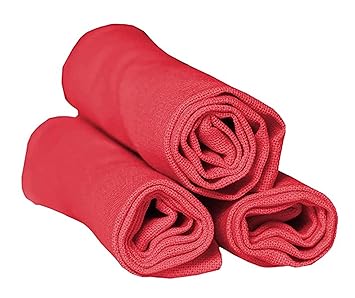 Cotton Roti Chapati Cover Roti Rumal for Tiffins Kids Tiffin Napkin for School- Pack of 3 (Carrot Pink, Large)