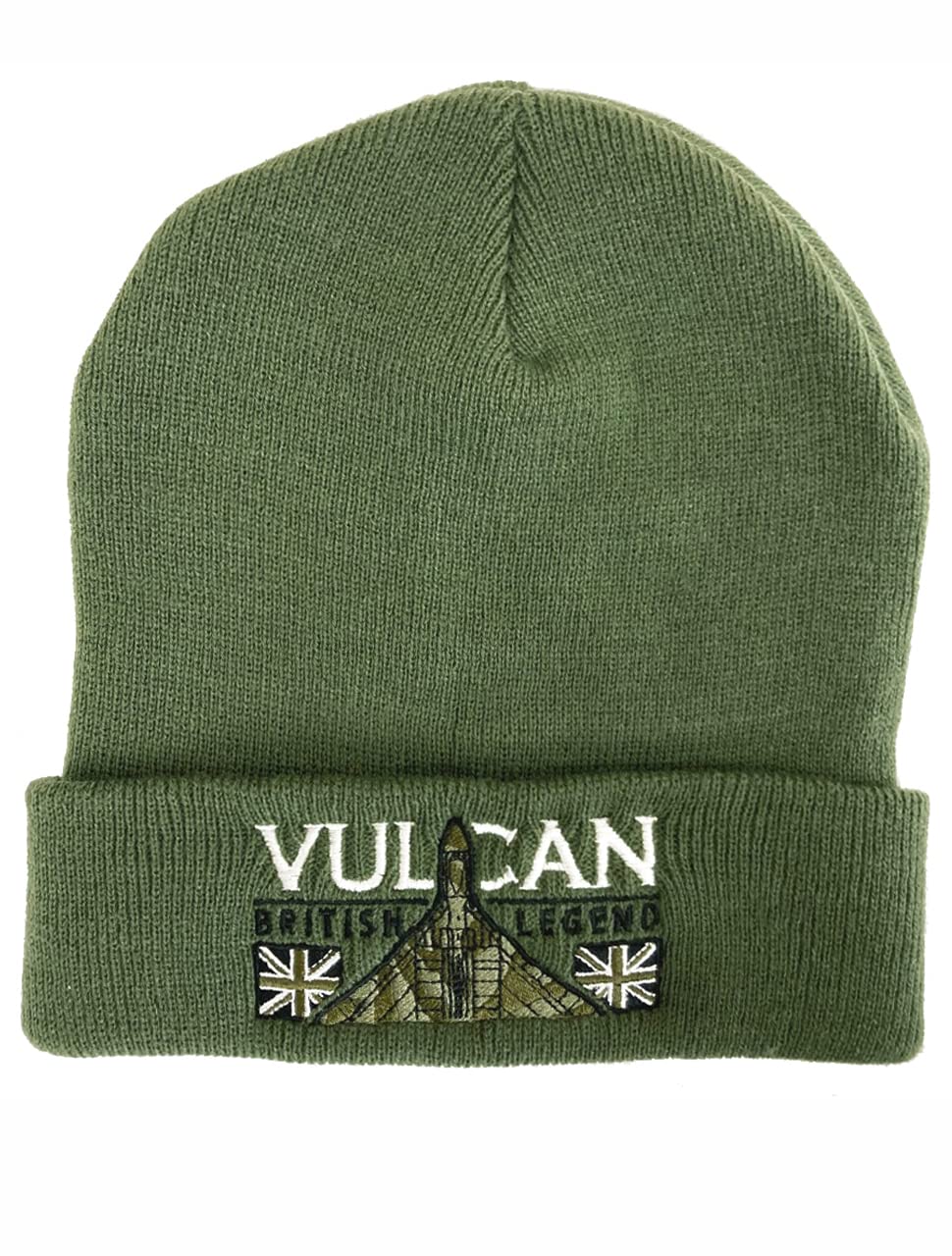 The Wooden Model Company Ltd AVRO Vulcan RAF High Altitude Strategic Nuclear Bomber Aircraft Green Embroidered Beanie.