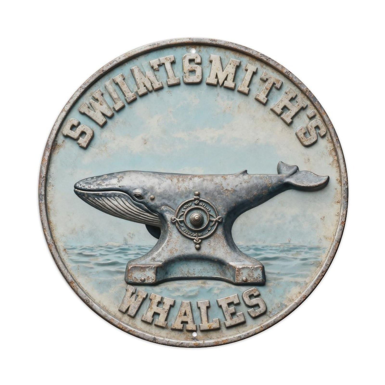 Swim With Whales Metal Tin Sign Plaque
