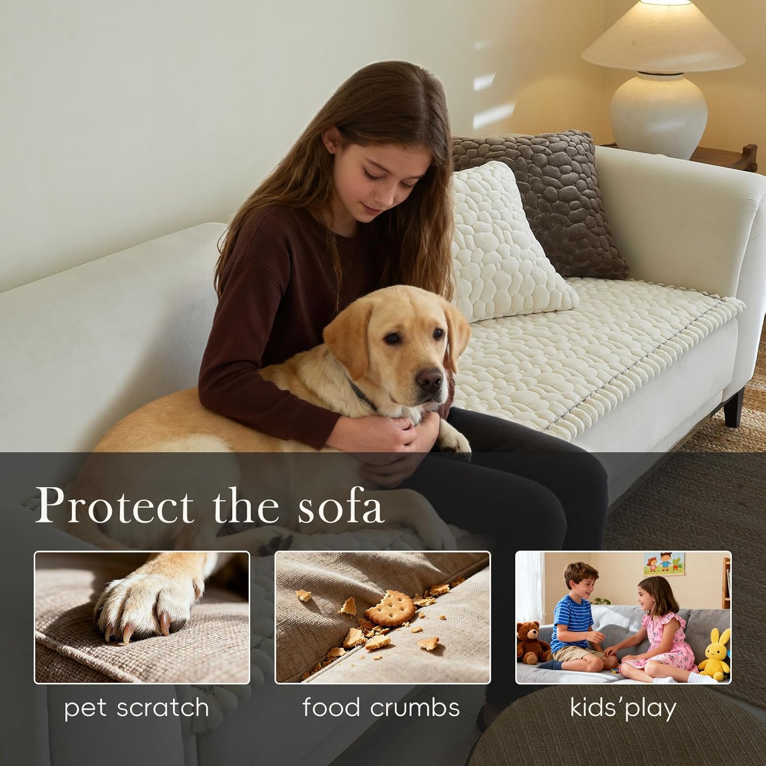Couch Covers for 3 Cushion Couch Sofa Pet Friendly,Non-Slip Sofa Cover Washable