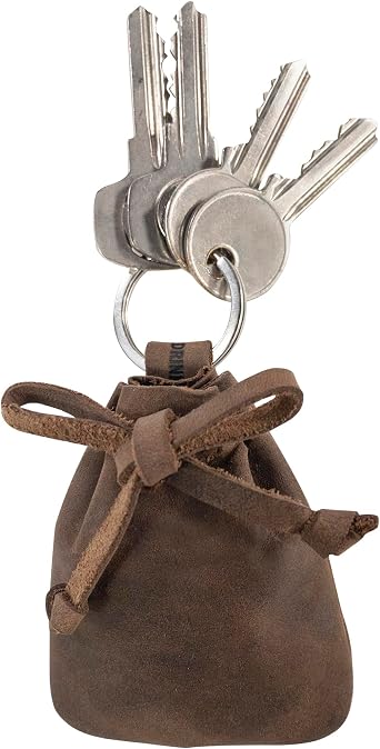 Hide & Drink, Mini Medieval Pouch Keychain, Tiny Bag with Keyring, Coin Organizer, Coin Pouch, Full Grain Leather, Handmade