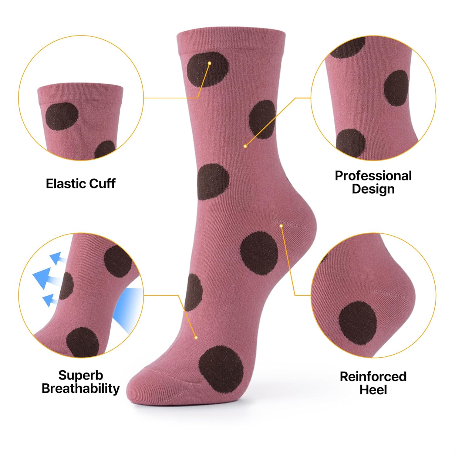 Kikiya Women's Cotton Socks - Cute Floral Polka Dot Striped Heart Solid Ruffle Pattern Design - Ladies Girls Socks Size 6-8 - Image 3