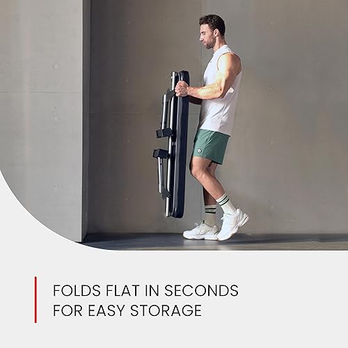 Miniatura 8 de Finer Form - Banco plano plegable de calidad de gimnasio para entrenamiento con pesas multiusos y ejercicios abdominales, tabla de entrenamiento en