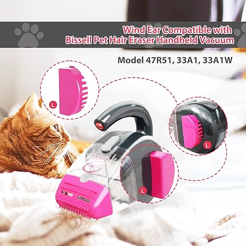 Miniatura 2 de KeeTidy Wind Ear compatible con Bissell Pet Hair Eraser aspiradora de mano, modelo 33A1, 47R51, 33A1W. Borrador de pelo de mascotas, cubierta