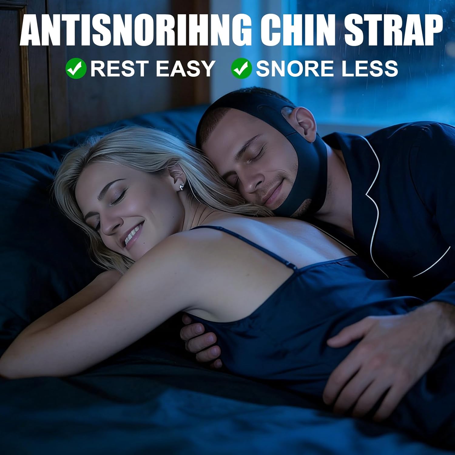 Anti Snore Chin Strap, Snore Stopper Adjustable, Chin Strap for Sleeping Comfortable Stop Snoring Solution, Anti Snoring Devices Breathable and Reusable - Image 3
