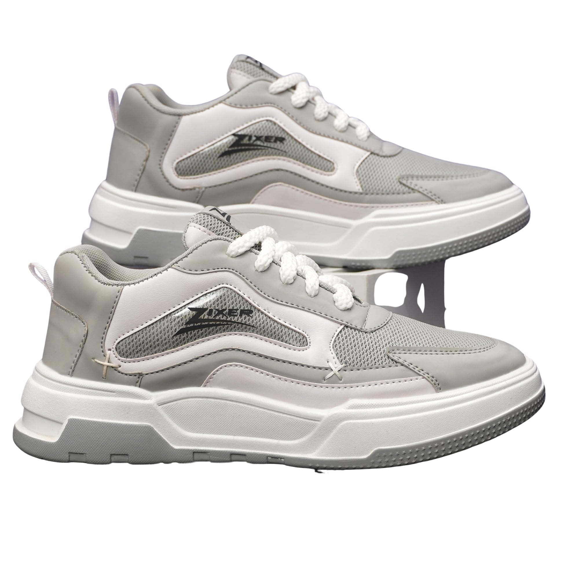 Zixer Mens Light Weight High Top Platform Fashion Synthetic Leather Sneakers | Sports, Saga Casual Shoes for Mens | Ankle Lace-Up Footwear for Men or Boys Grey (B0D9FLR49D) Amazon Price History, Amazon Price Tracker