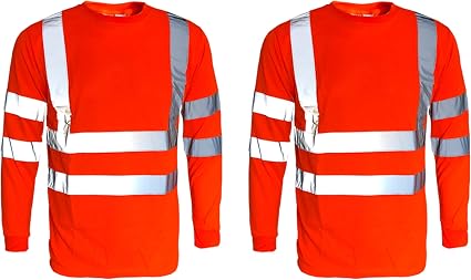 LIZZIE JACOBS Hi-Vis Long Sleeve T-Shirt - EN ISO 20471 Class 2, Reflective Tape, Breathable