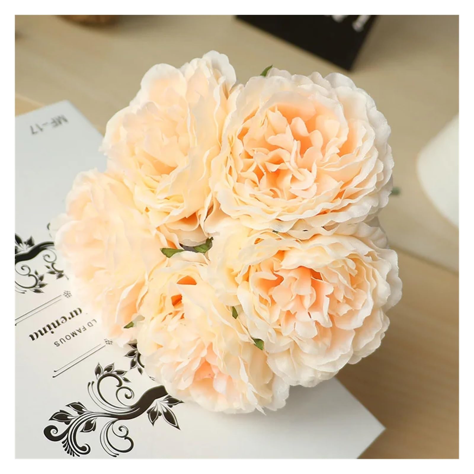HJRegaFimu Artificial Flowers Simulation Flower Bridal Bouquet Silk Peony Handmade Fake Wedding Decoration 5 Balls Bouquets Light Green