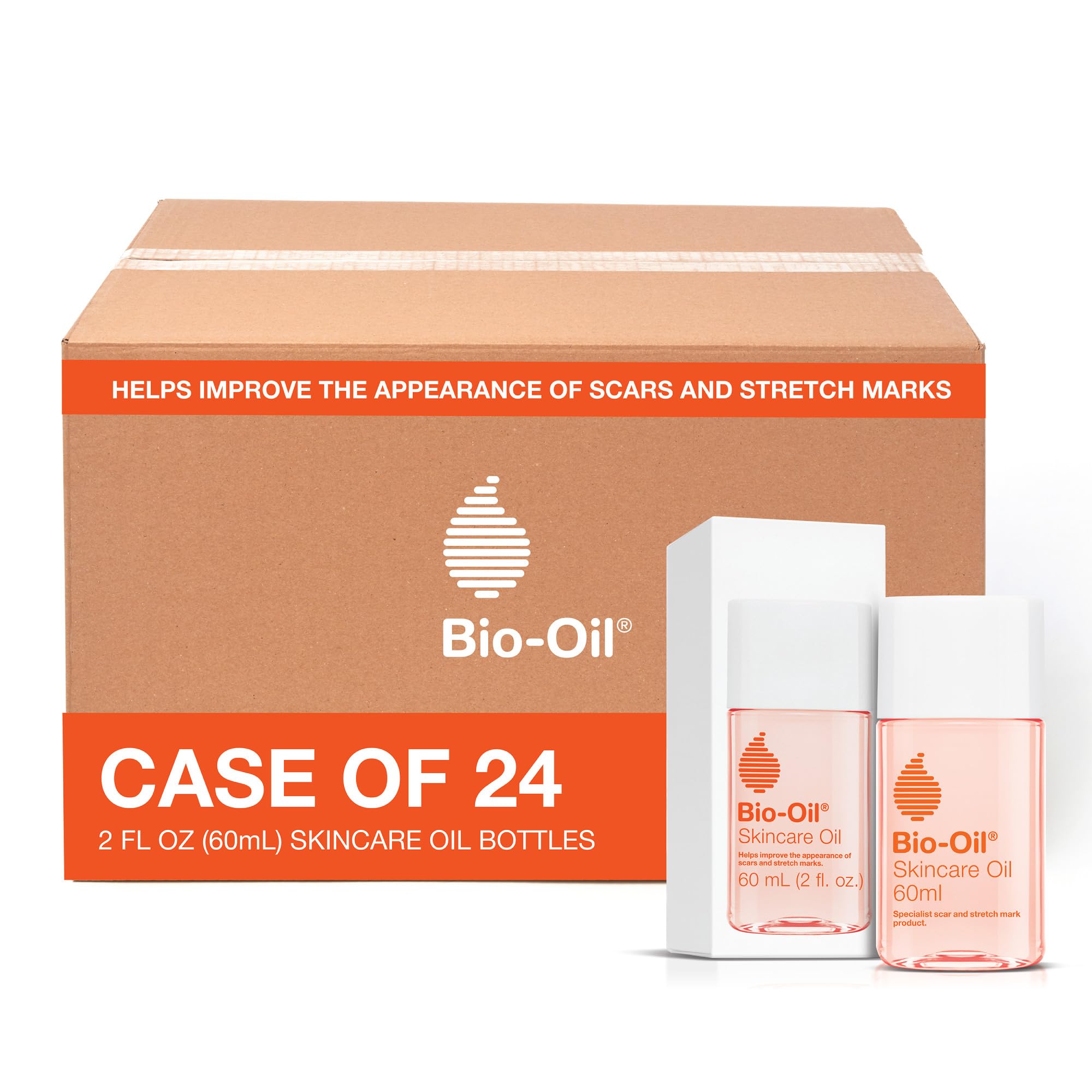 Skincare Body Oil Serum for Scars and Stretch Marks, Face and Body Moisturizer with Vitamin E & A for Sensitive Dry Skin, Dermatologist Recommended, Non-Comedogenic, 2 oz, Case of 24