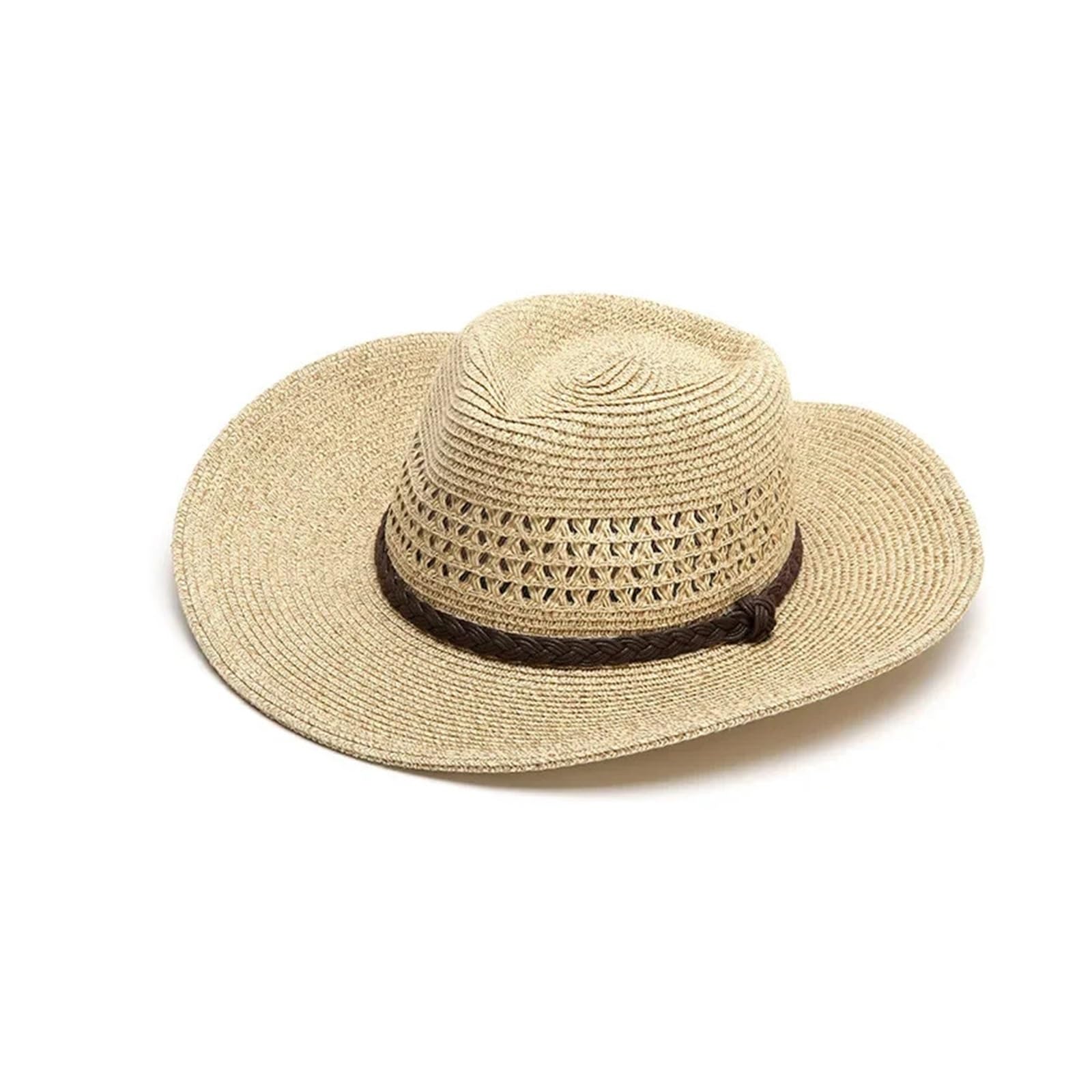 Cappello Pescatore Donna Cappello di Paglia for Donna Uomo Scava Fuori Cappello Estivo da Spiaggia Sole Pieghevole Antivento in Corda Protezione Solare