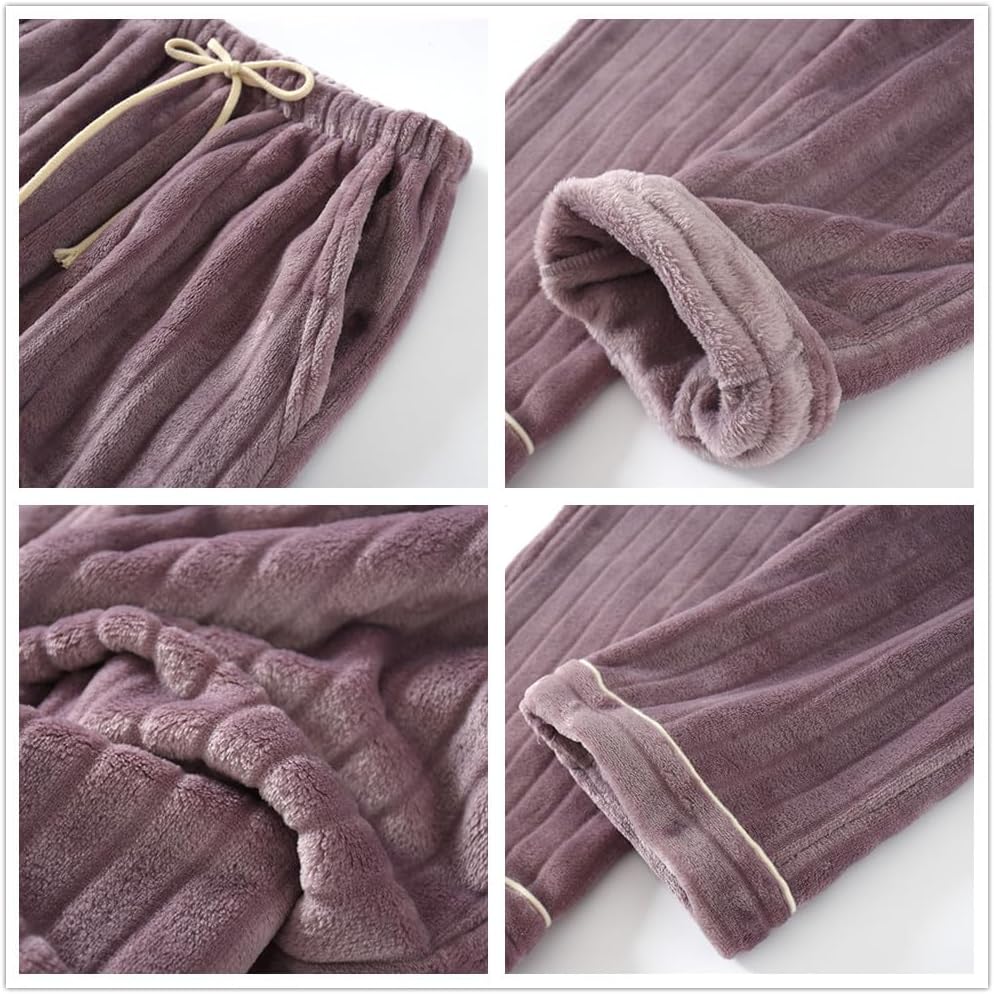 ALaxnn Women's Fuzzy Pajama Pants Comfy Warm Fleece Pajamas Lounge Long Sleepwear Home Pants with Pockets - Image 4