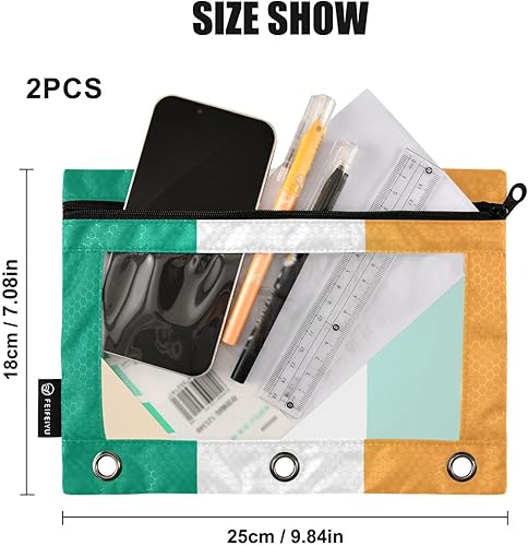 Miniatura 3 de Patriot - Carpeta para archivar con la bandera de Irlanda, resistente bolsa para lápices para carpeta de 3 anillas, ventana transparente, oficina,