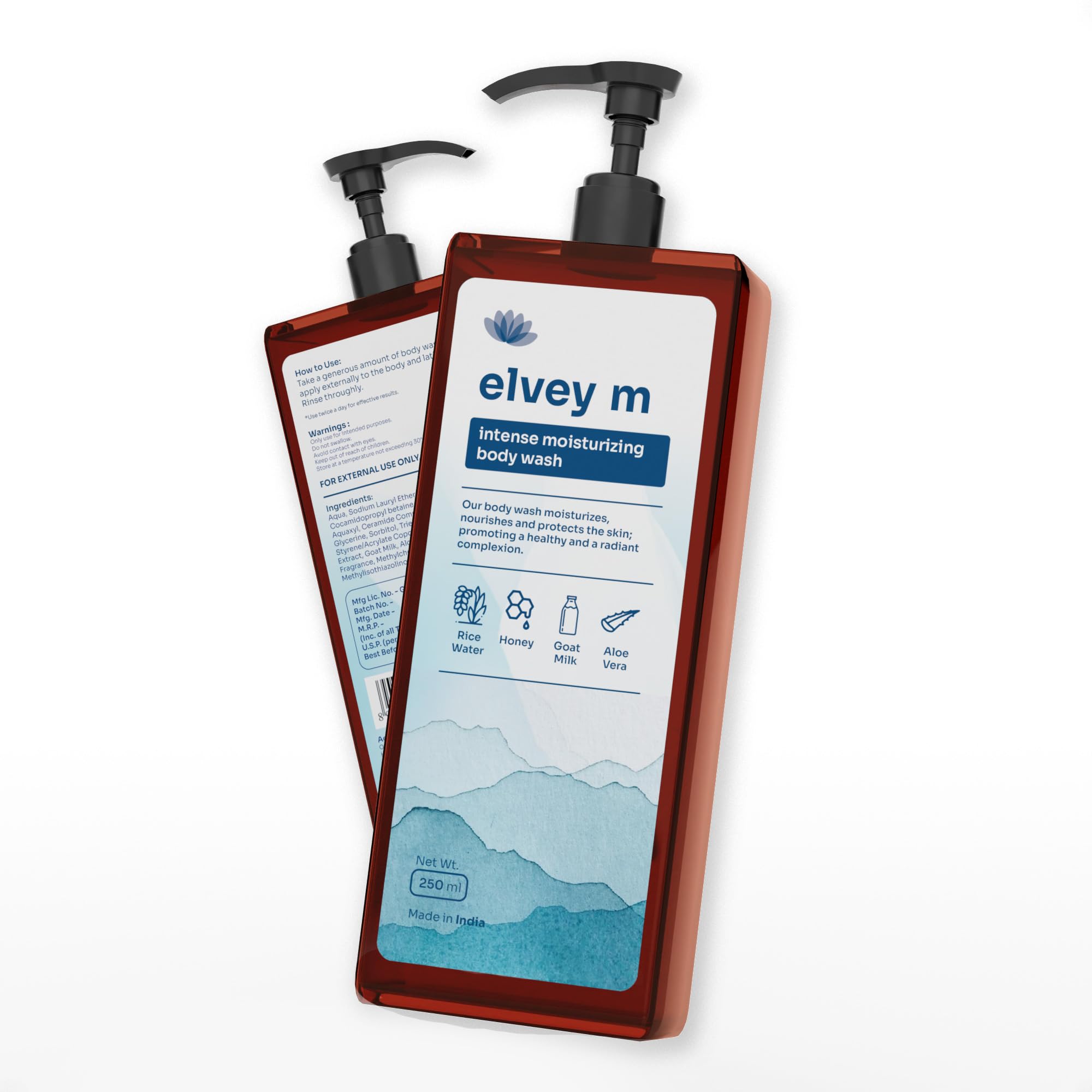 Intense Moisturizing Body Wash with Goat Milk, Honey, Rice Water & Aloe Vera for Nourished, Soft & Smoother Skin | Sulphate & Paraben Free (250ml)