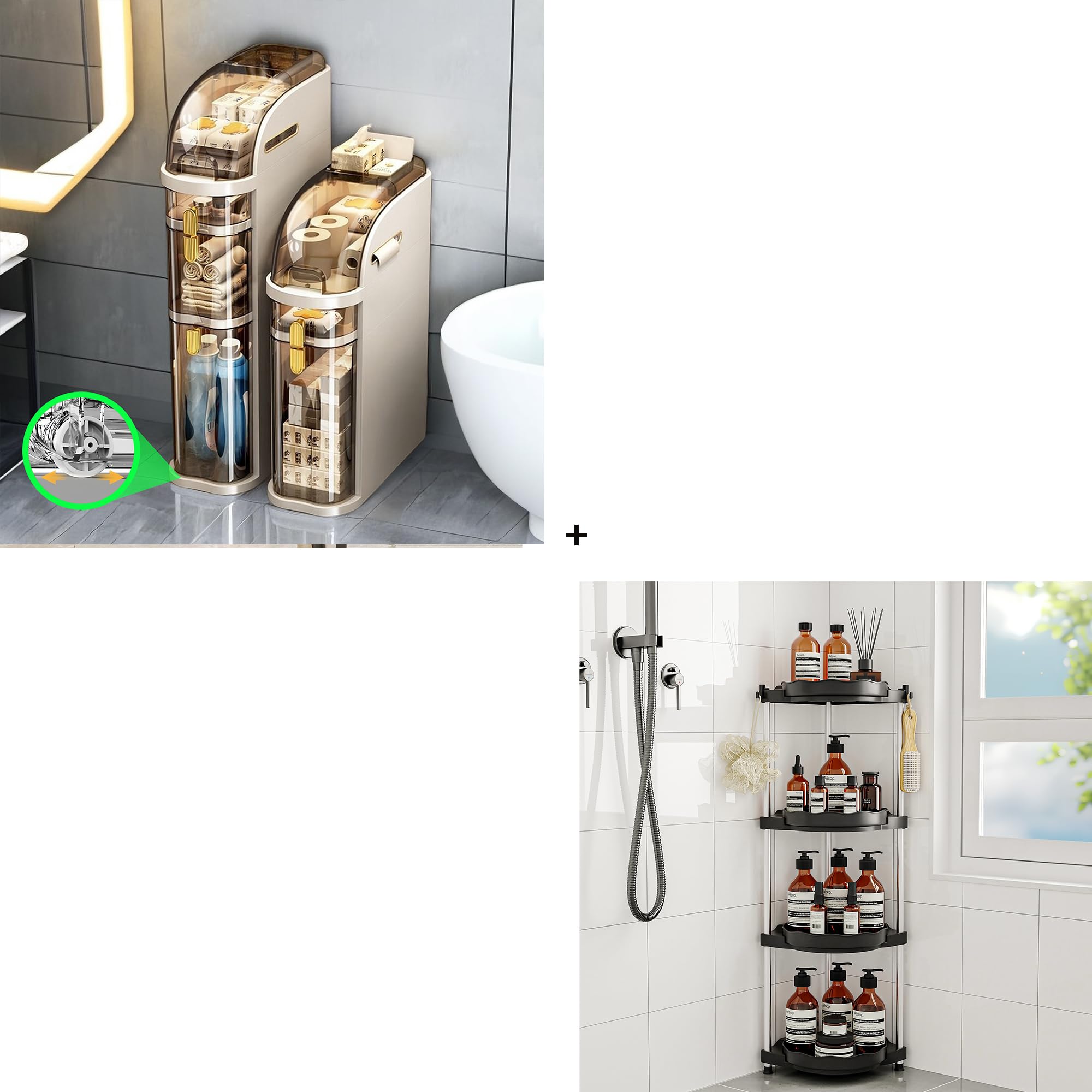 Amazon.com: MOSAMNI 3-Tiers Slim Bathroom Storage Cabinet and Corner ...