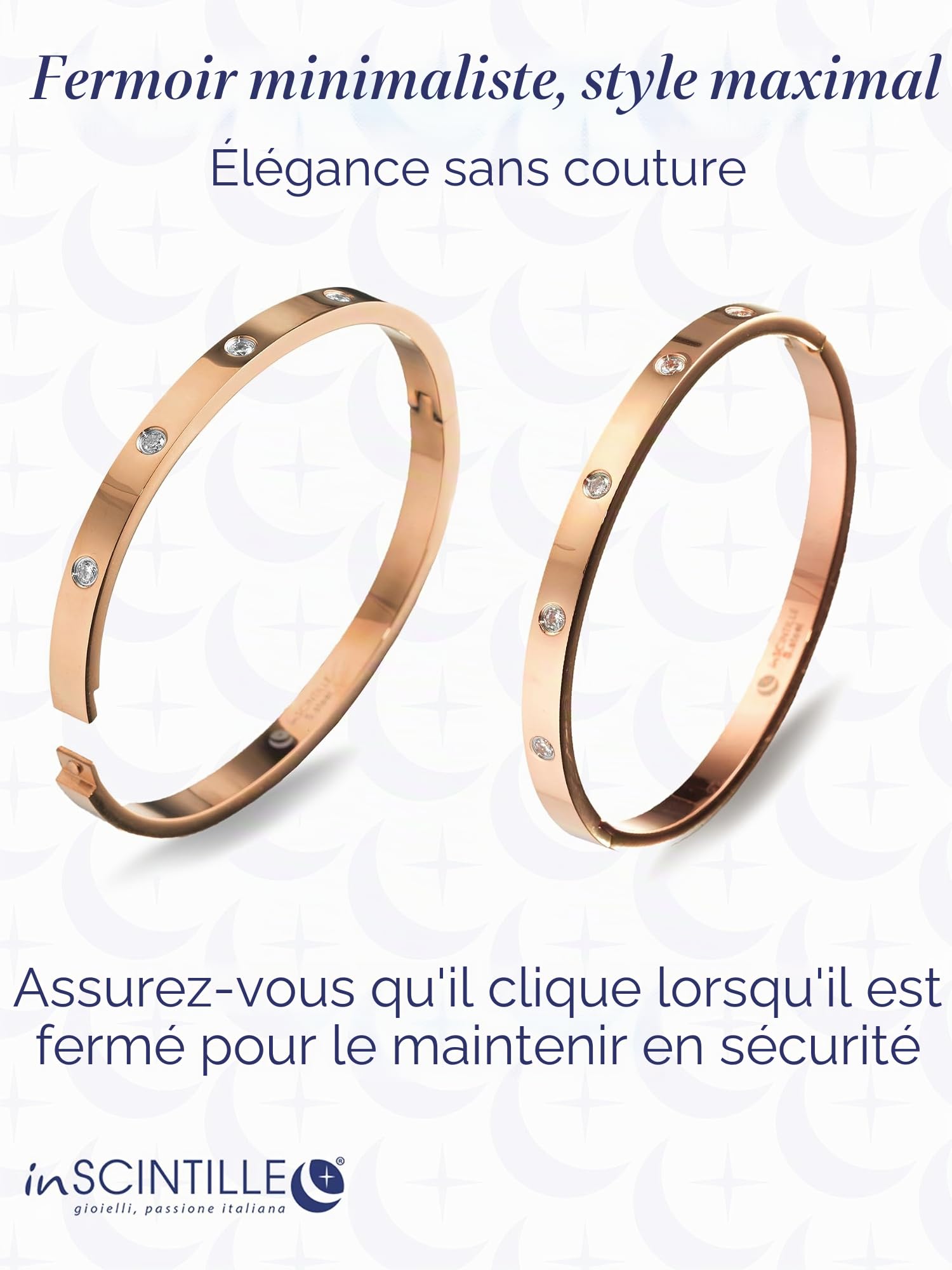 inSCINTILLE Bangles Bracelet Rigide en Acier Inoxydable pour Femme avec Boîte Cadeau Incluse