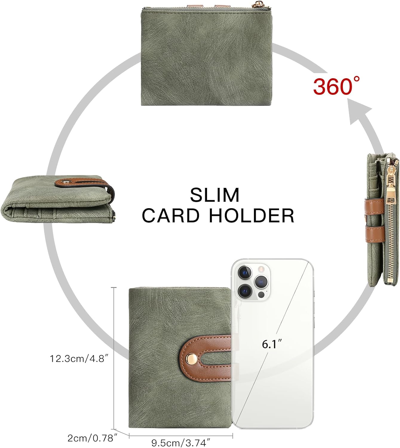 Small Wallets for Women Leather Bifold RFID Blocking Card Holder Compact Wallet Women with Zipper Coin Pocket - Image 5