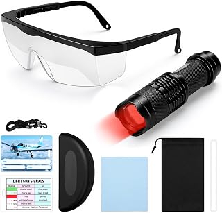 Saysurey Aviation Flight Training Glasses with Red Light Flashlight Adjustable View Limiting Goggles Device with Box and Tag IFR Glasses Training Aviation for Pilot