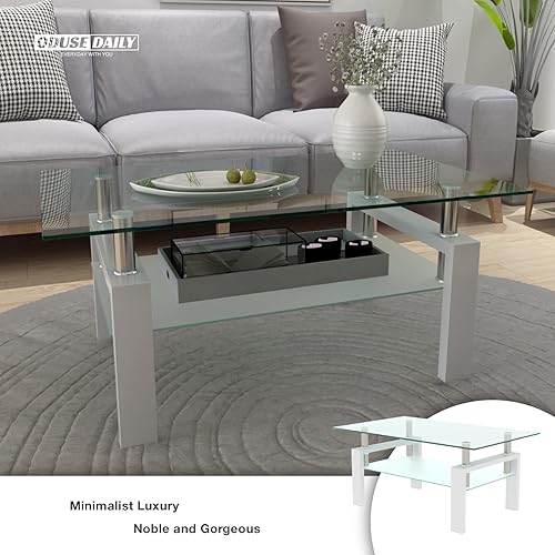 Miniatura 36 de Juego de 2 mesas auxiliares de cristal, mesa de cristal pequeña, mesa auxiliar negra con parte superior de vidrio templado, marco de metal, para