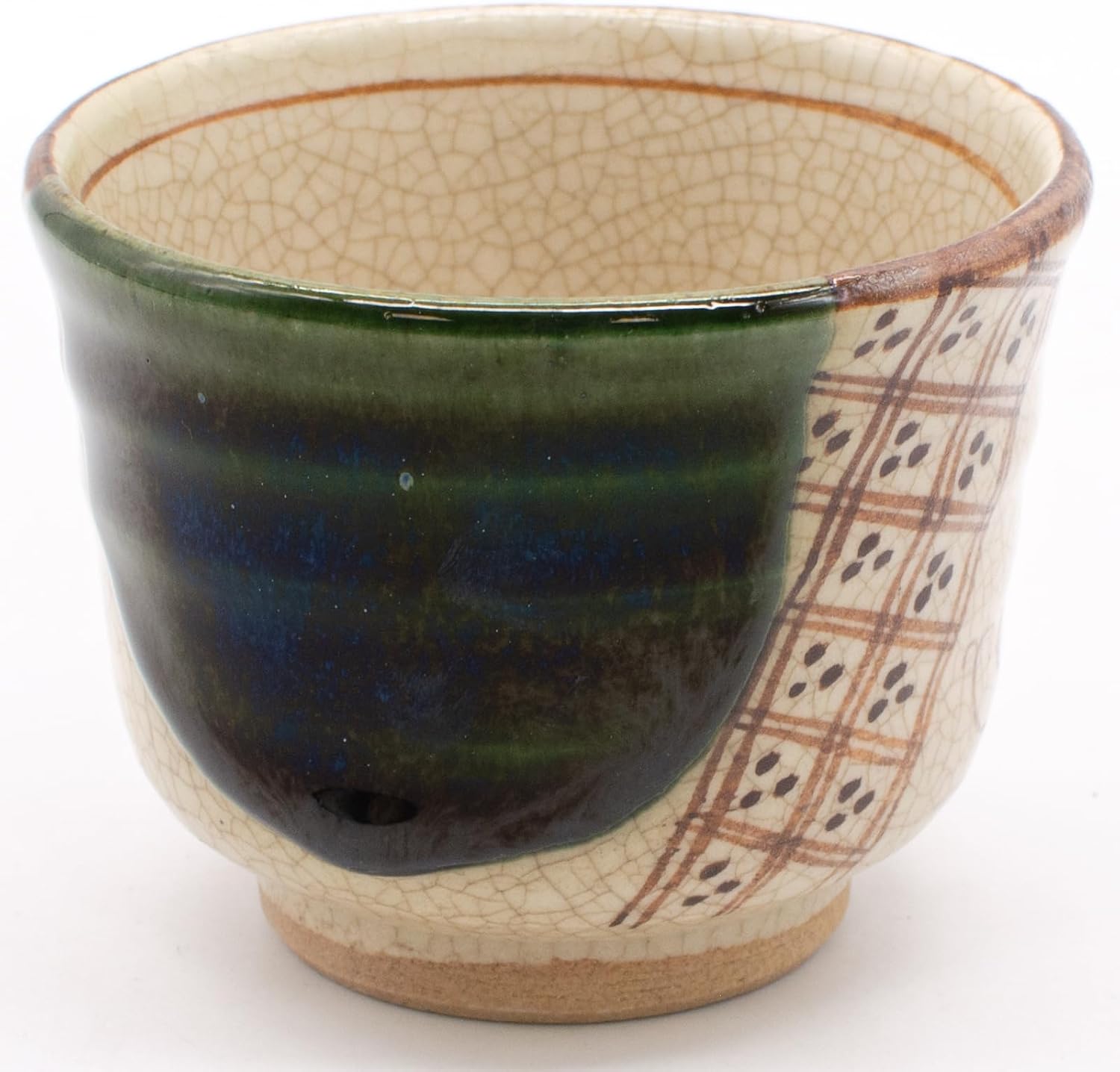 Seto Ware 007-0027 Oribe Goure Teacup Rice Bowl Diameter 3.0 x Height 2.6 inches (7.5 cm) x Height 2.6 inches (6.5 cm), Capacity: Approx. 5.3 fl oz (150 ml), Green, Microwave, Dishwasher Safe, Made in
