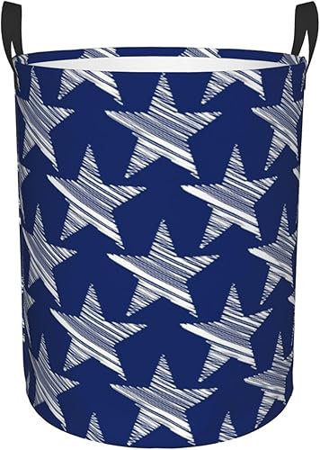 AFHYZY Star Laundry Hamper Large Collapsible Laundry Baskets with Handles Easy Carry Round Storage Basket Dirty Clothes Hamper Blanket Basket for