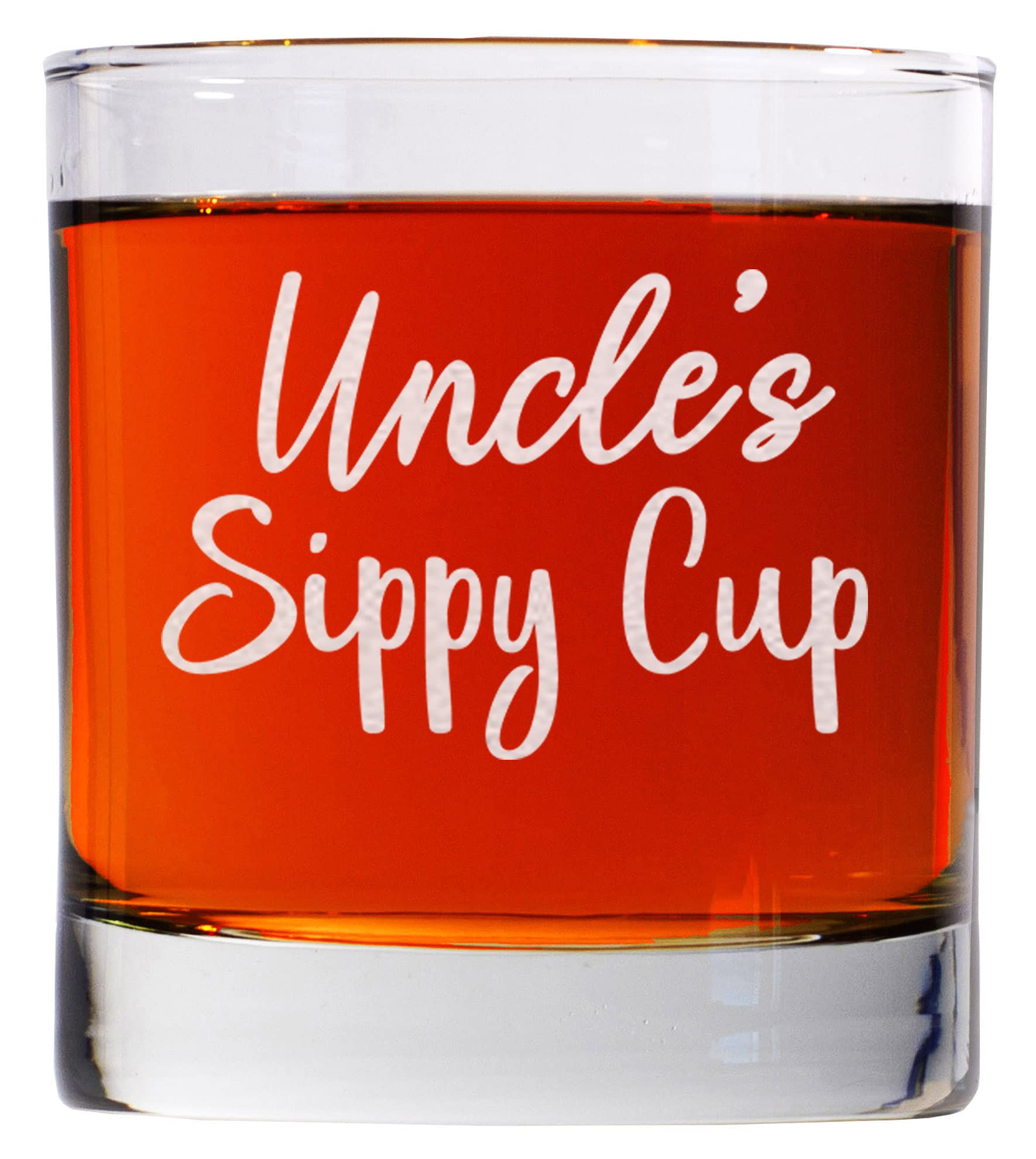 Uncle's Sippy Cup - Uncle Whiskey Glass - 11oz Engraved Old Fashioned Bourbon Rocks Glass For Birthday Party - Best Uncle Gifts - Funny - Gifts From Nephew, Niece
