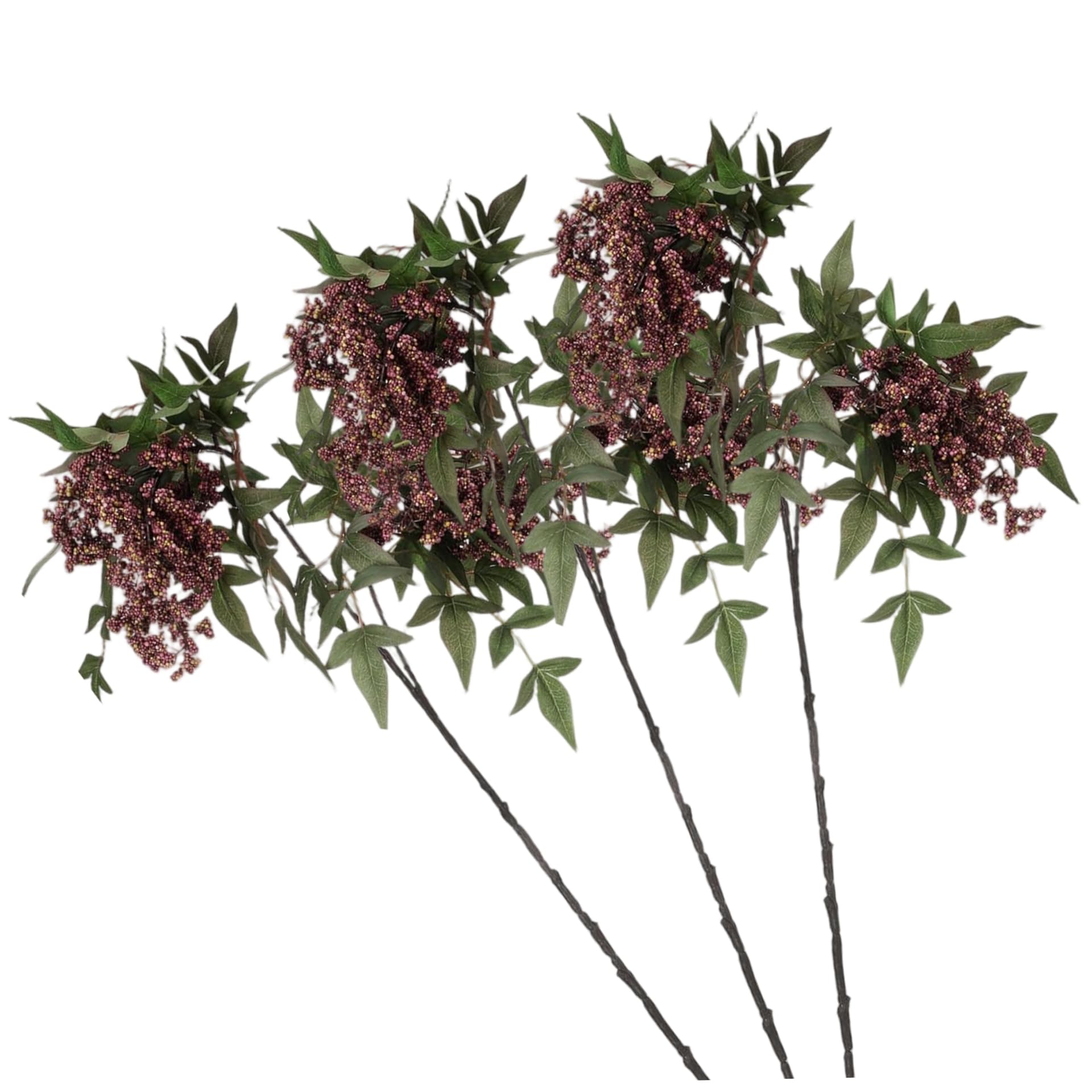 Confezione da 3 steli di bacche artificiali, viola chiaro, 43, 3 pollici | Texture finta realistica, ideale per l'arredamento della casa, adatta a vasi standard