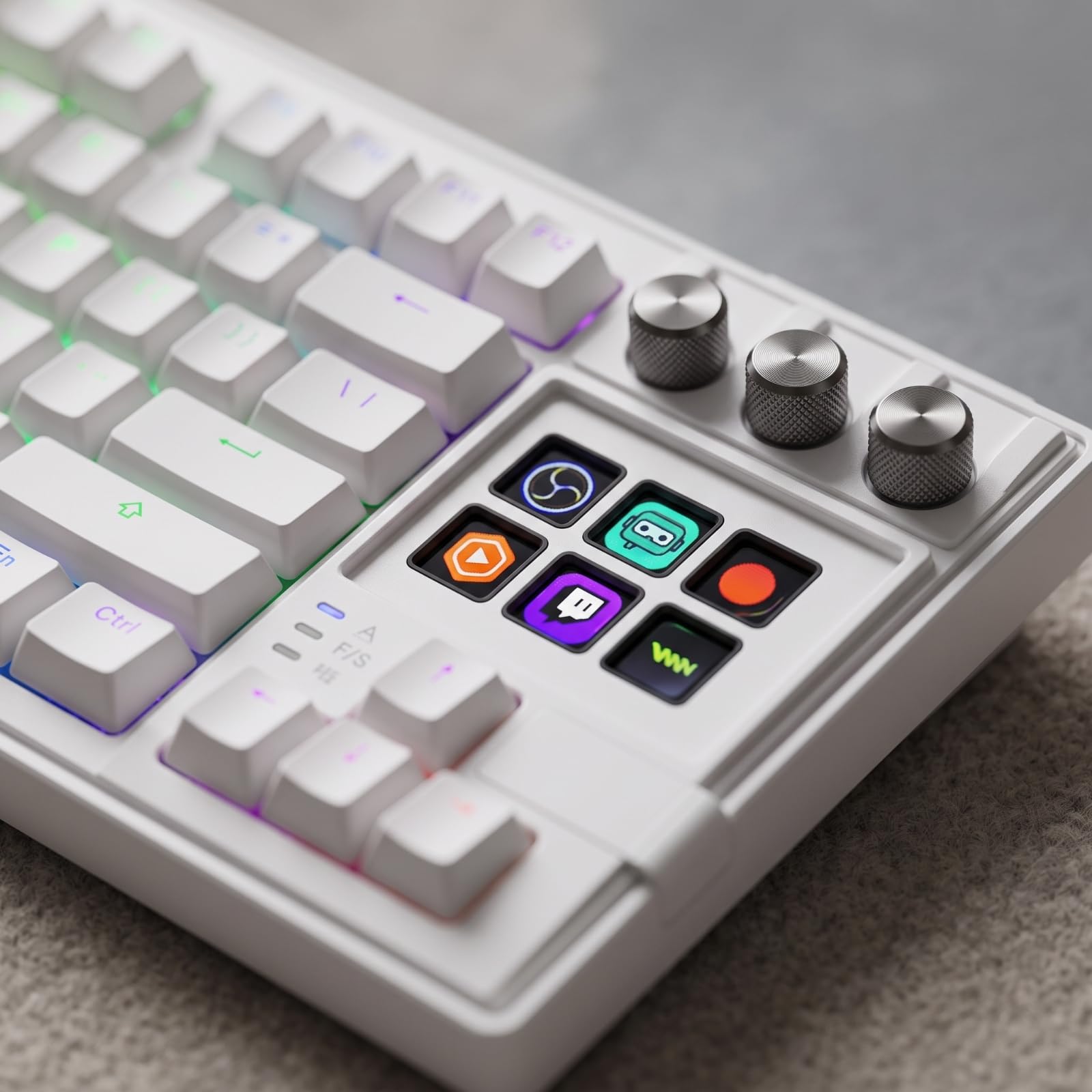 Tastiera Hot-Swap con Tasti Display Retroilluminata RGB Tastiera Meccanica con Manopole Silenziosa per Streamer