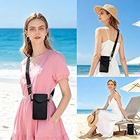 Vista 5 de Bolsa cruzada para teléfono celular para mujer, bolsa de neopreno impermeable para teléfono con bolsillo para tarjetas y correa ajustable, 7.1 x 3.9