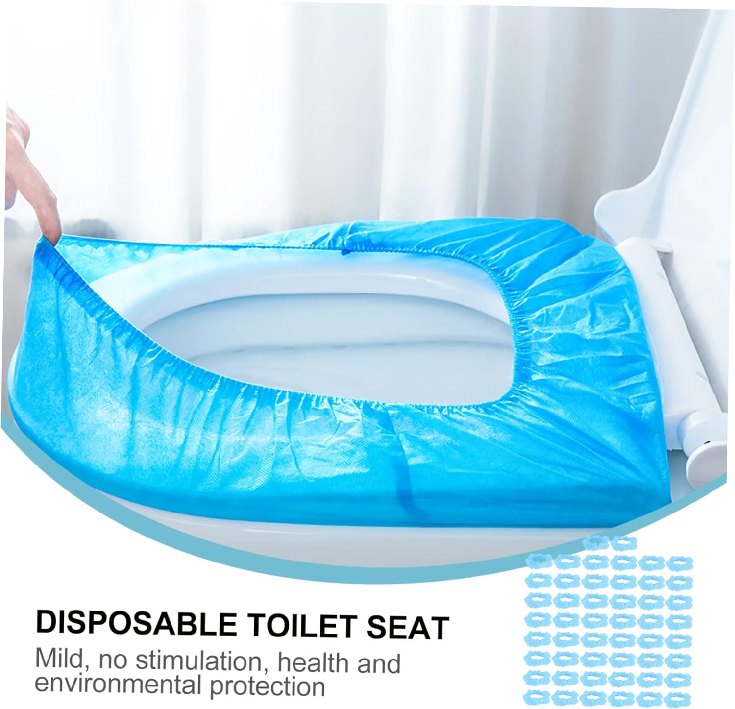 Outdoor Disposable Toilet Seat Covers 50pcs Non-Woven Thickened Mat Soft Round for Adults Boys and Girls Travel Home Use Blue