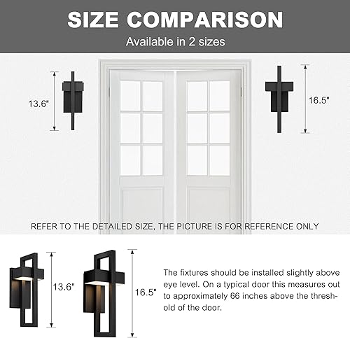 Miniatura 6 de LamQee Luces de Pared Exteriores Modernas, Iluminación Exterior Integrada de 3000K, Apliques de Pared LED, Luces de Montaje en Pared Mate Negras