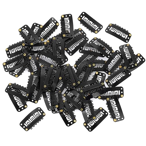 Yolev 50 pinzas para pelucas, pinzas de extensión de cabello, 6 dientes en forma de U, clips de extensión de cabello de silicona metálica para mujer