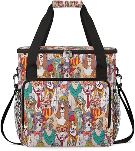 Rainbow Dog Coffee Maker Carring Bag Colorful Puppy Travel Carrying Tote Bag Compatible with Keurig K-Mini or K-Mini Plus Portable Single Serve