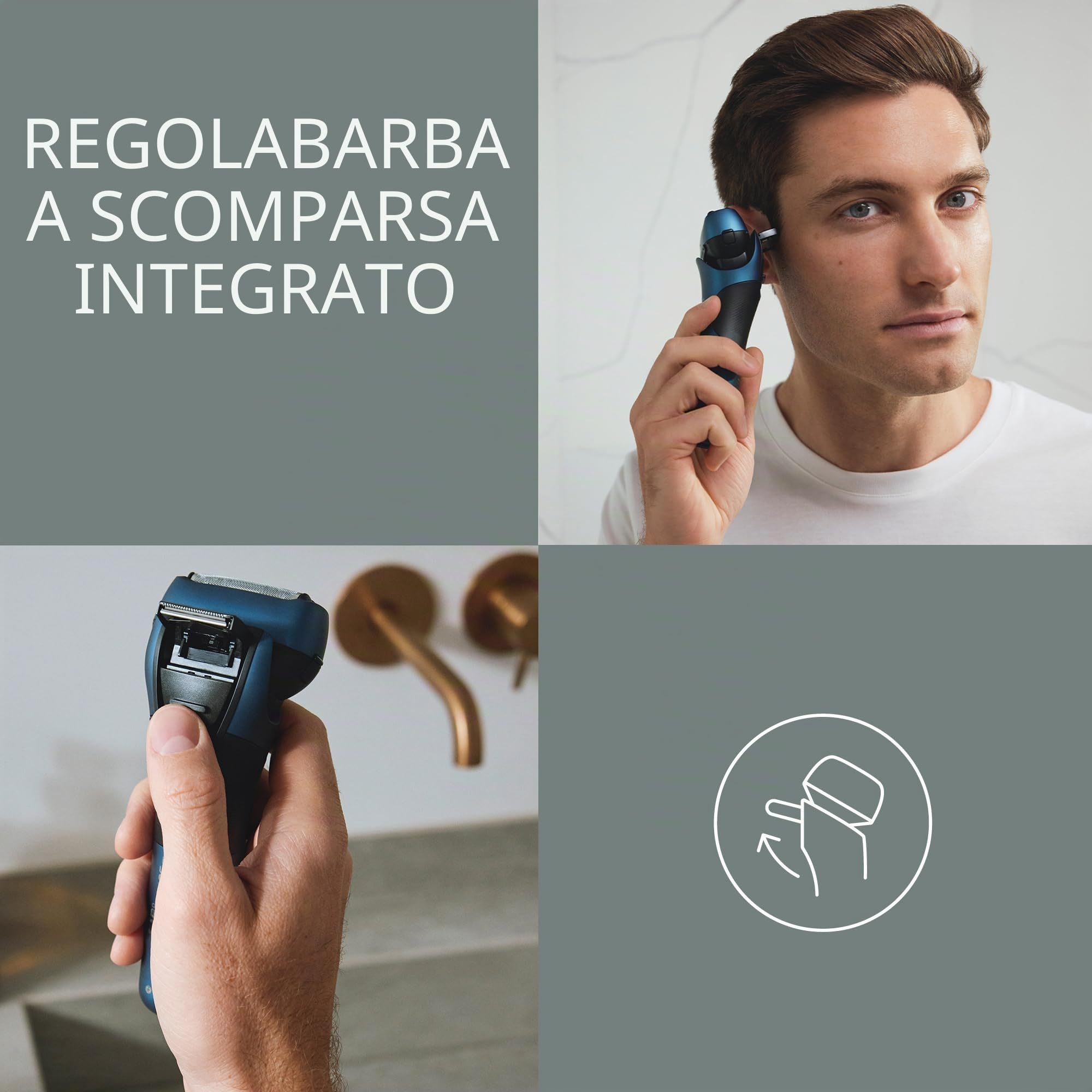 Panasonic ES-ALT4B Rasoio elettrico a 3 lame Wet and Dry per uomo, ricaricabile, sensore di comfort della pelle, testina multiflex 12D, riduce al minimo l'ombra delle ore 5