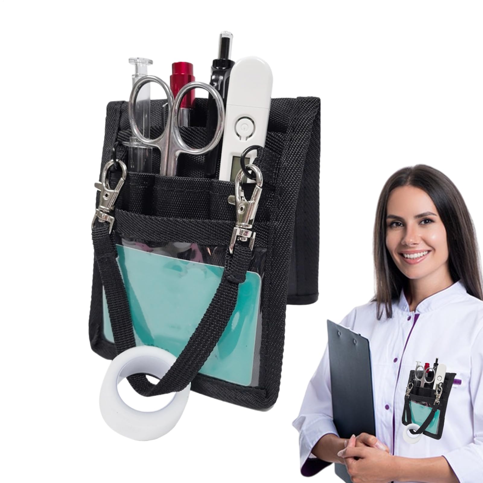 Bolsa de cintura de bolsillo multi compartimento con cinturón para tijeras