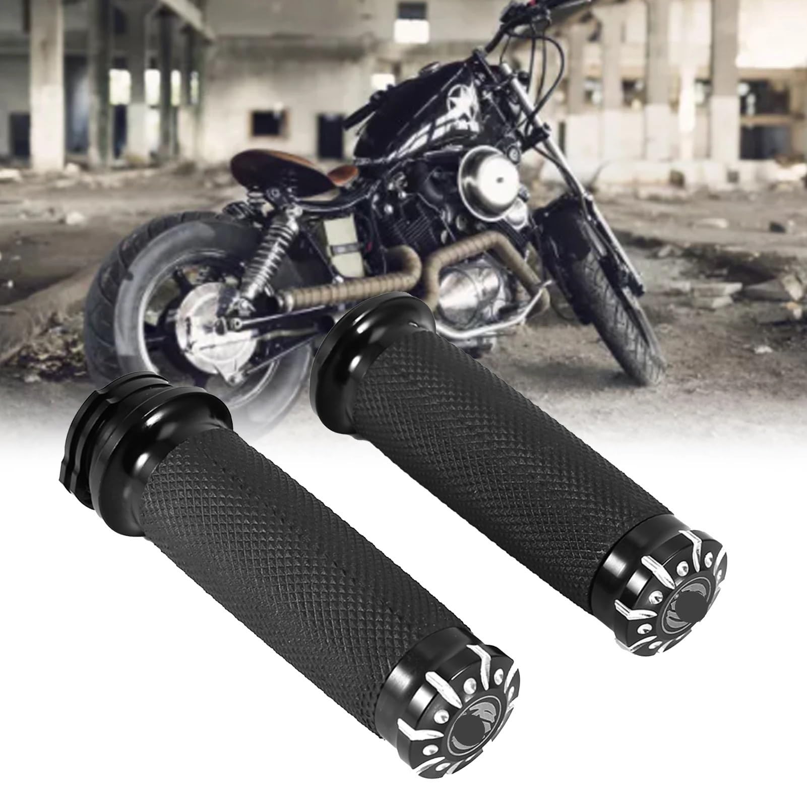 Moto Paire poignées Guidon Poignées de Guidon Moto 1 Pouce pour Softail Chopper Noir pour VRSC XL XR pour Dyna pour 96-07 pour Touring