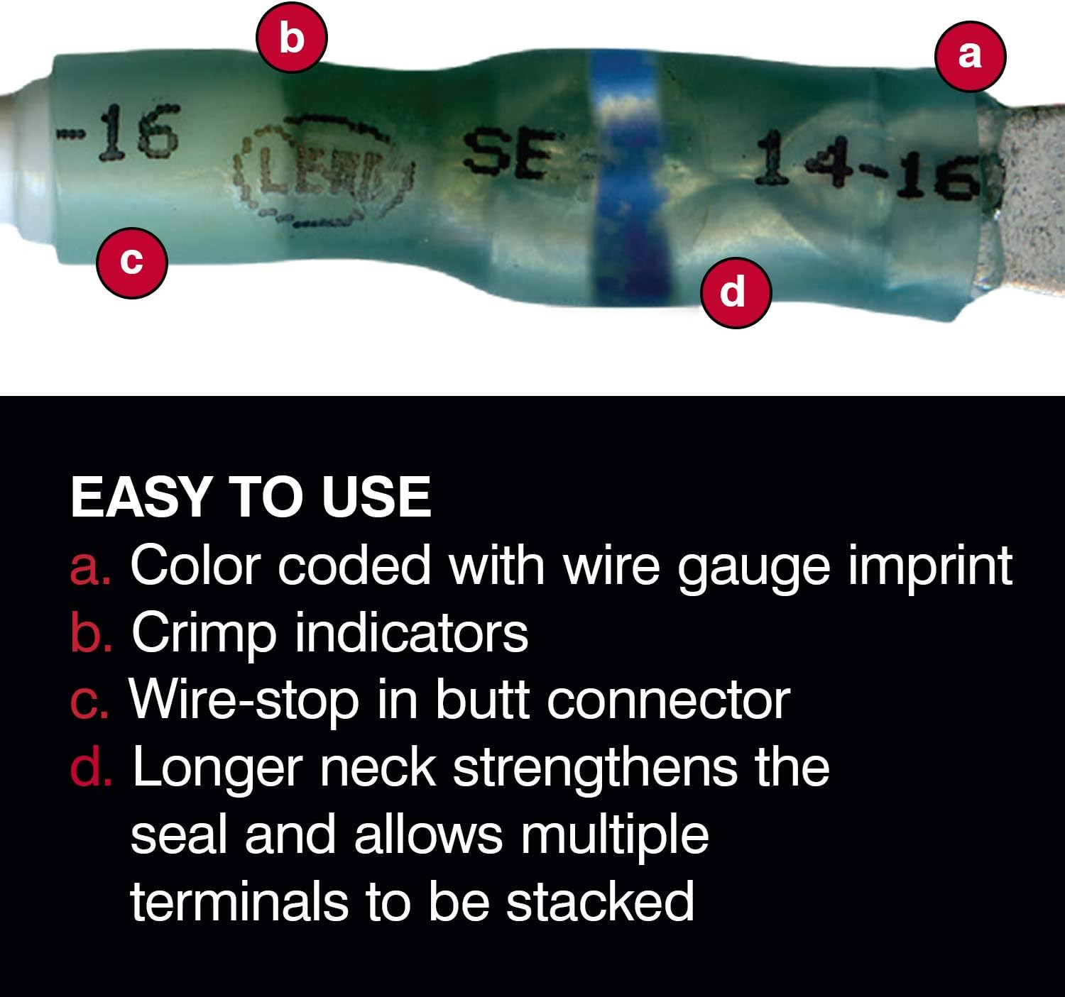 Master Appliance Multiseal Butt Splice Connector Mini Pack - Industrial Quality Waterproof Terminals, 103 lbs Tensile Strength, 50 pcs, Assembled in the USA