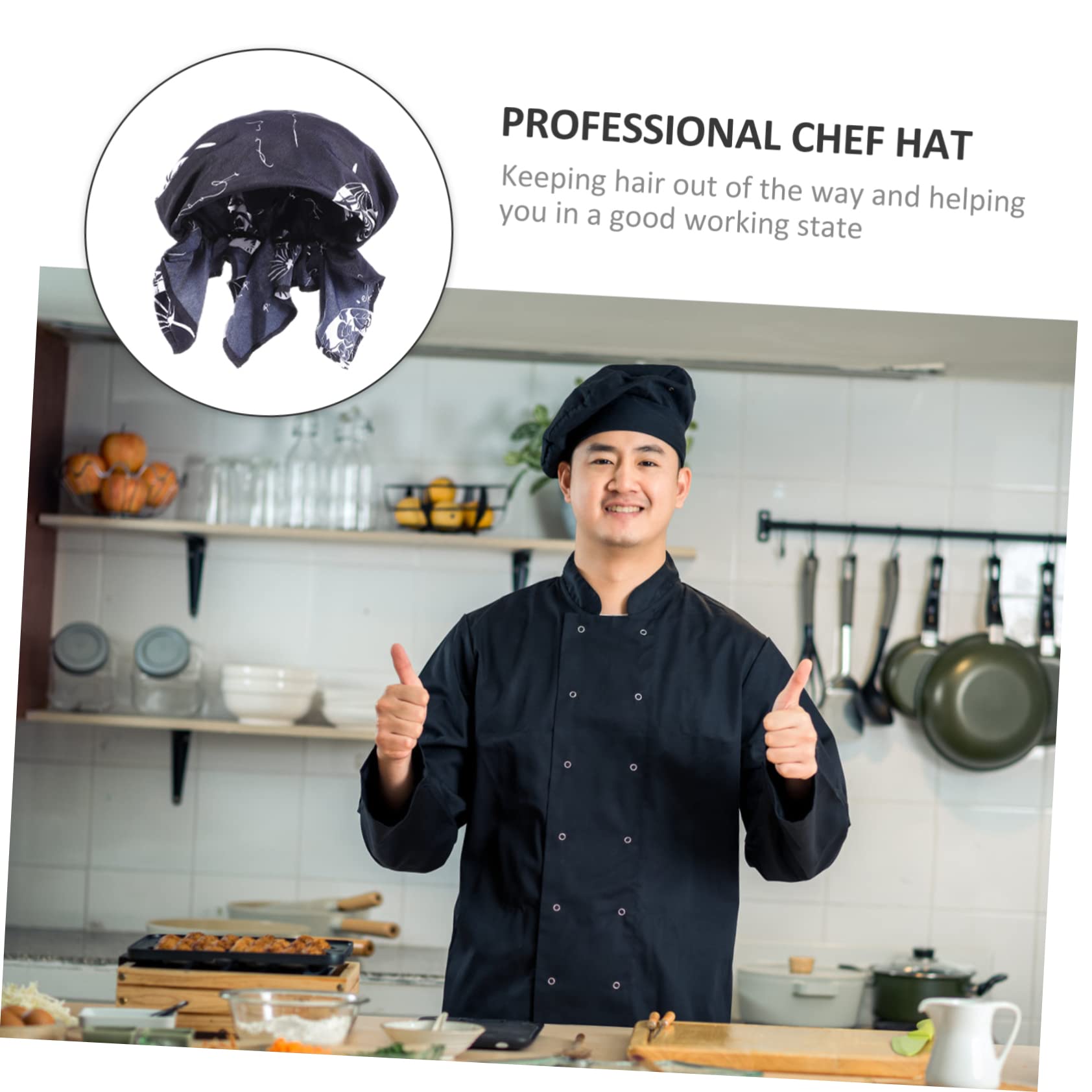 BESTYASH Cappello Da Cameriere Cappello Bouffant Regolabile Berretto Da Lavoro Chef Unisex Berretto a Bandana Cappello Bandana Da Cuoco Cappello Da Chef Cuoco Uniforme Cappelli Blue Tessuto