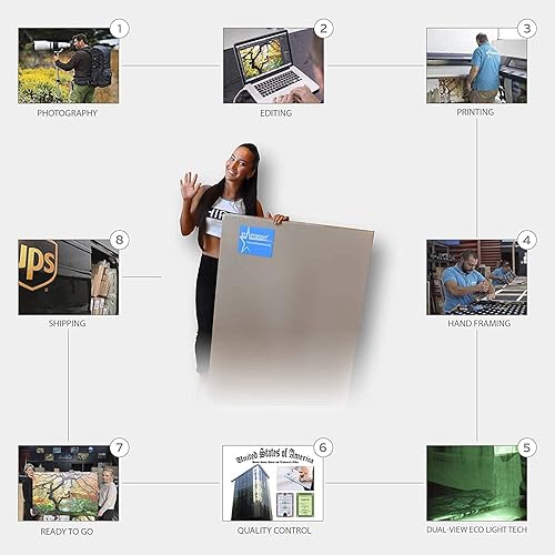 Miniatura 6 de Startonight Arte de pared de cristal, río de montaña, paisaje de vidrio acrílico, enorme obra de arte de 7 paneles de 36 x 95 pulgadas