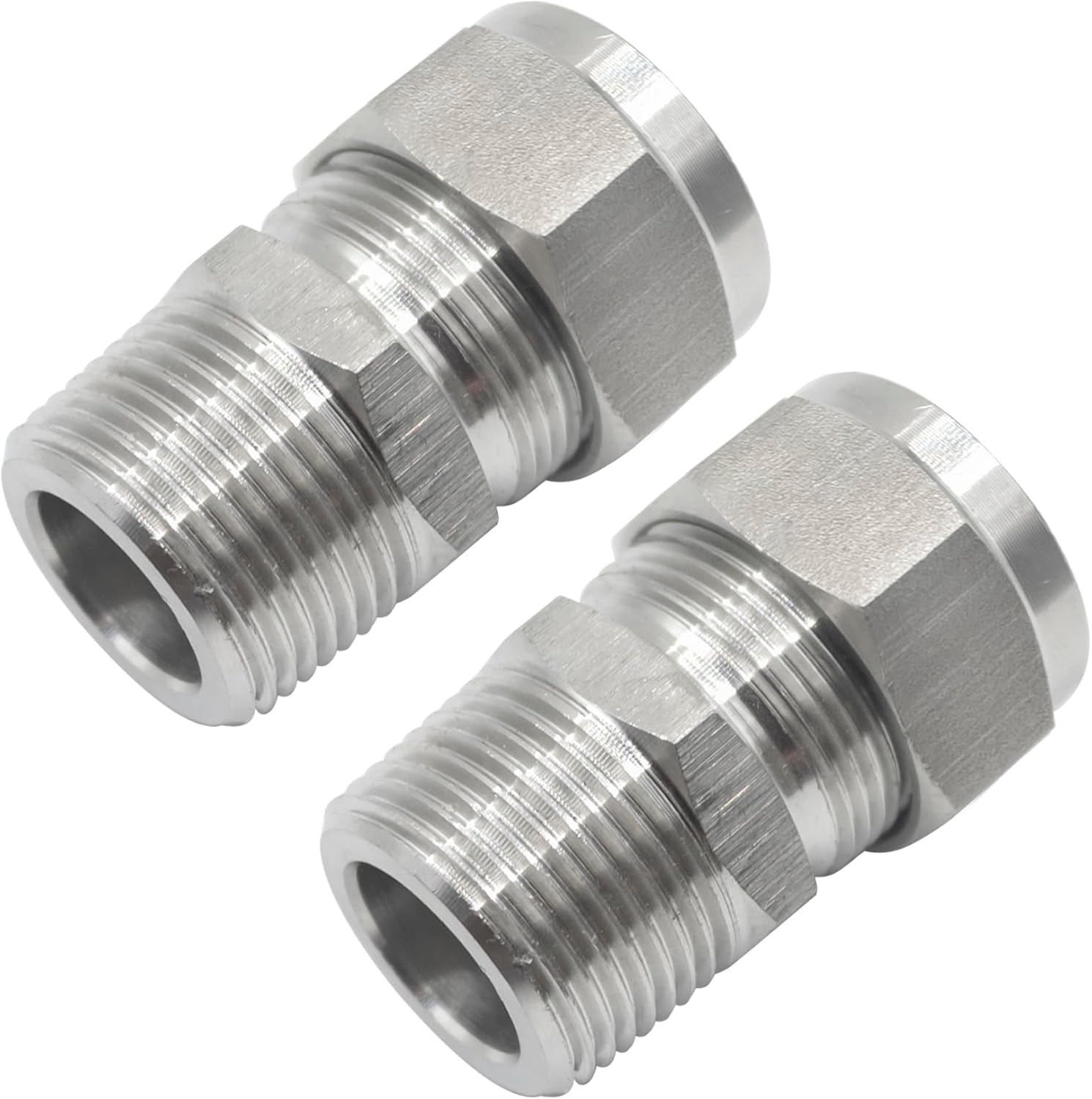 Stainless Steel 304 Compression Adapter 6mm OD x 1/8" NPT Male Tube Fitting, Pack of 2
