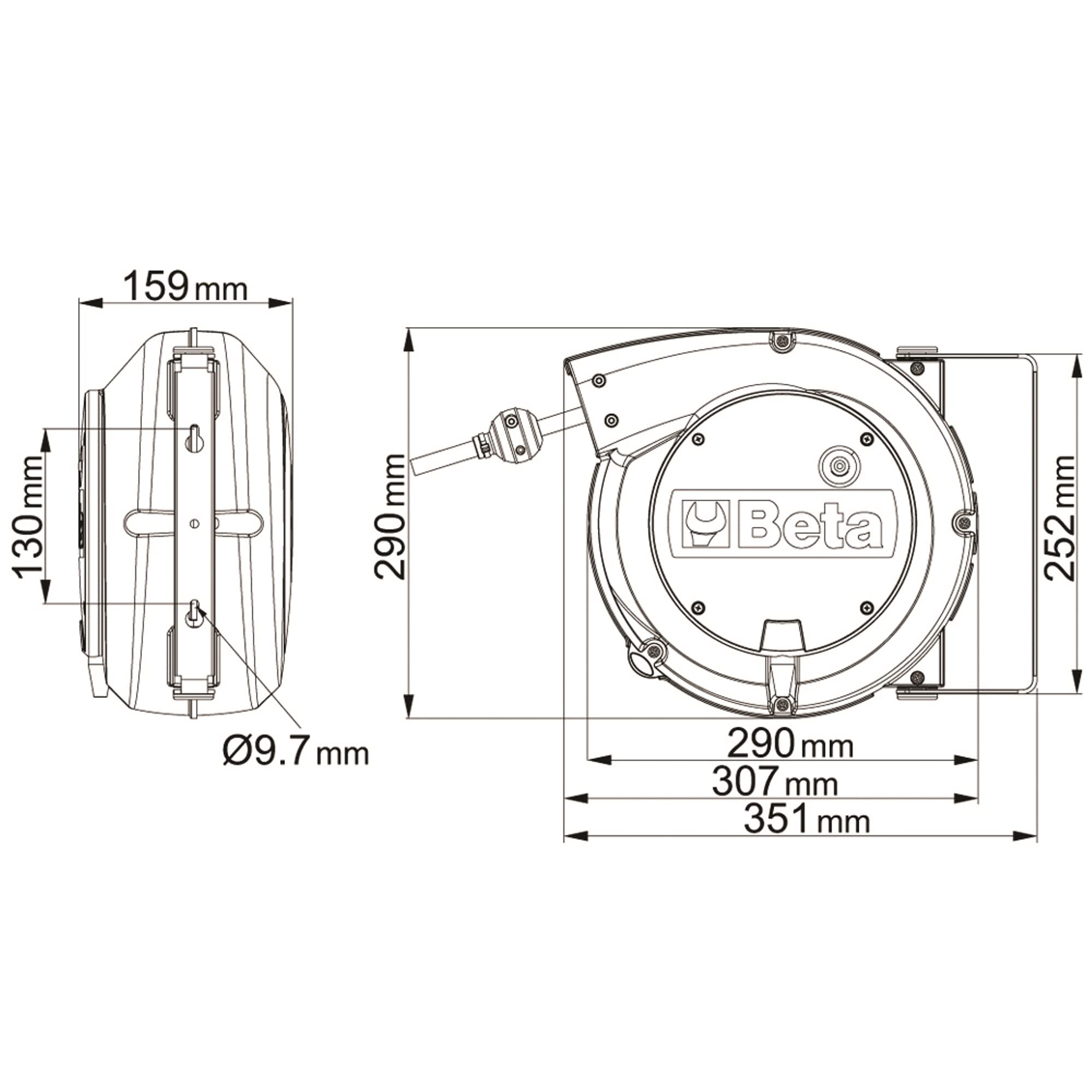 Beta 1842 15-H05/LED Enrouleur automatique complet avec lampe LED, 100-240 Vac