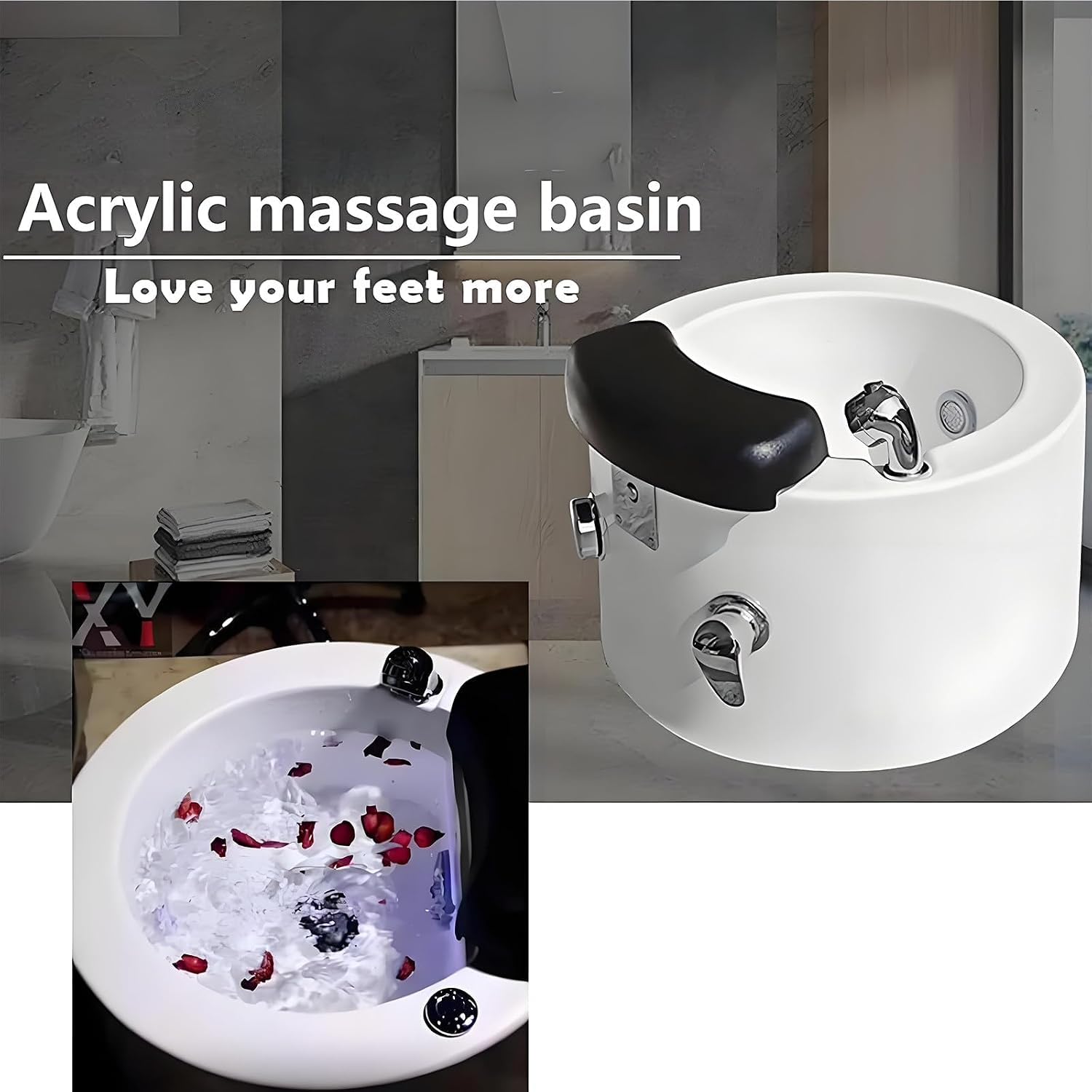 Vasca Per Pedicure Portatile, Bacinella In Acrilico Con Regolazione Dellacqua Calda E Fredda, Scarico Automatico Con Un Solo Tocco, Vasca Profonda Per Pediluvio Ideale Per Saloni Di Bellezza E