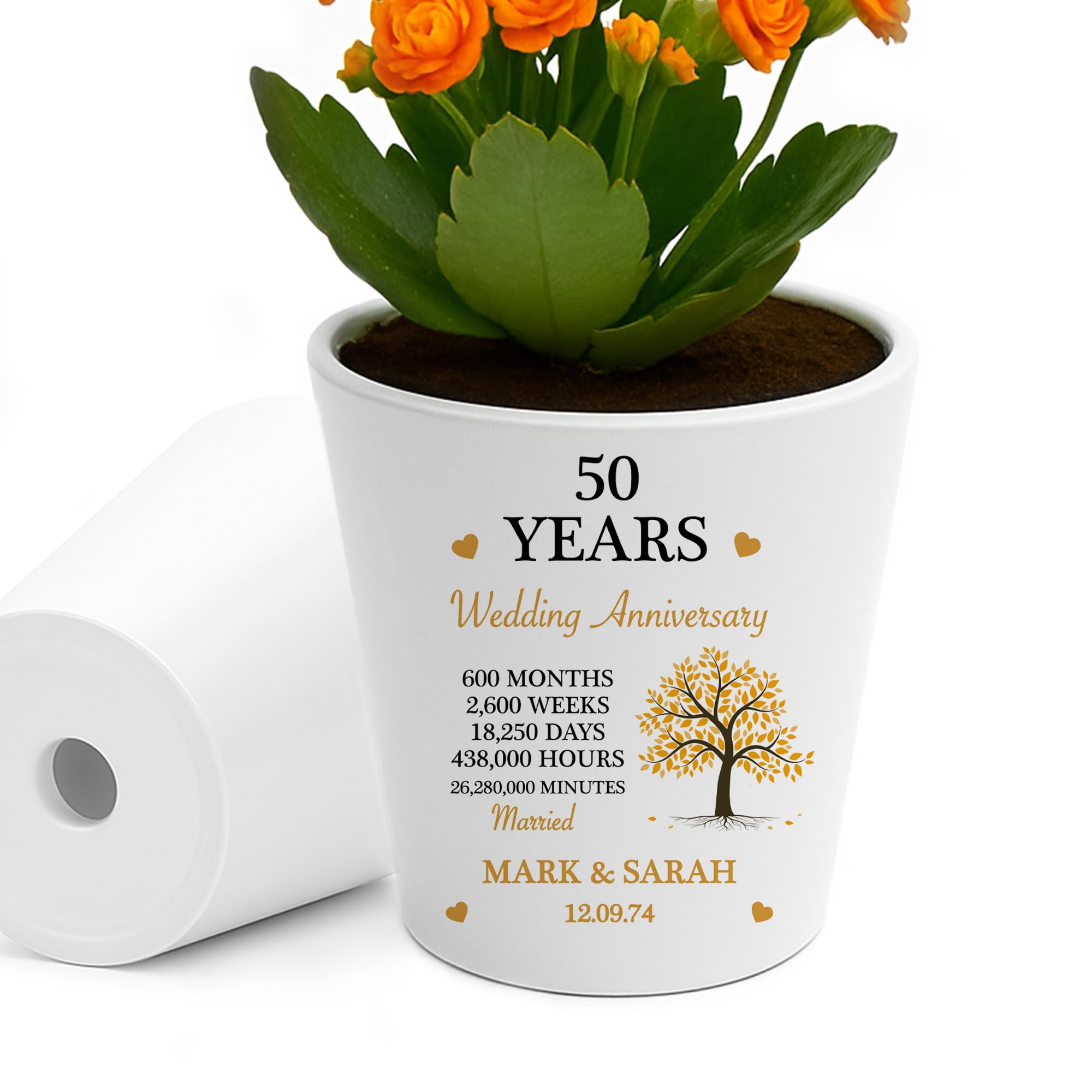 RED OCEAN Personalised 50th Husband Wife Golden Wedding Plant Pot 50th Wedding Mr& Mrs For Him Her Couple Keepsake
