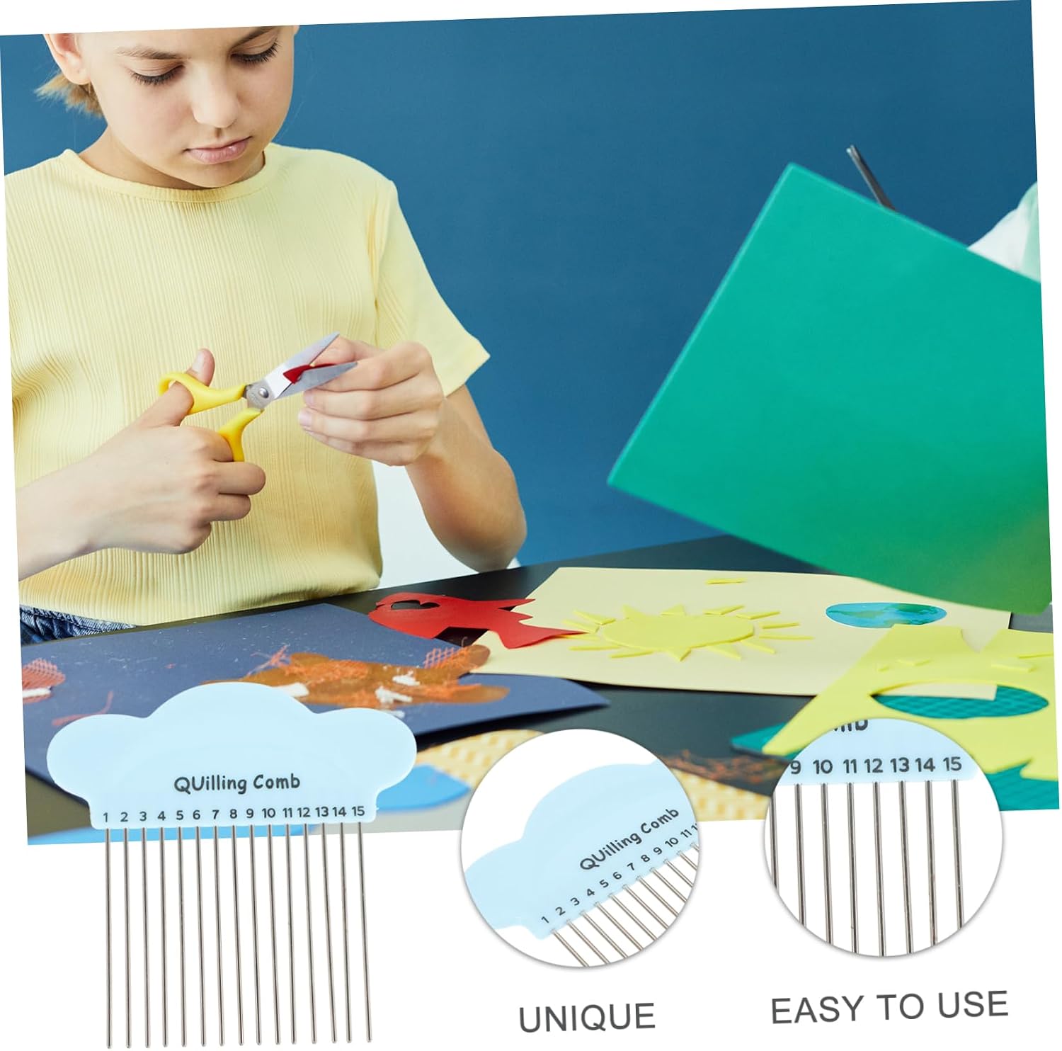 Hohopeti Metal Teeth Plastic Handle Quilling Paper Comb Paper Rolling Comb Tool Tool
