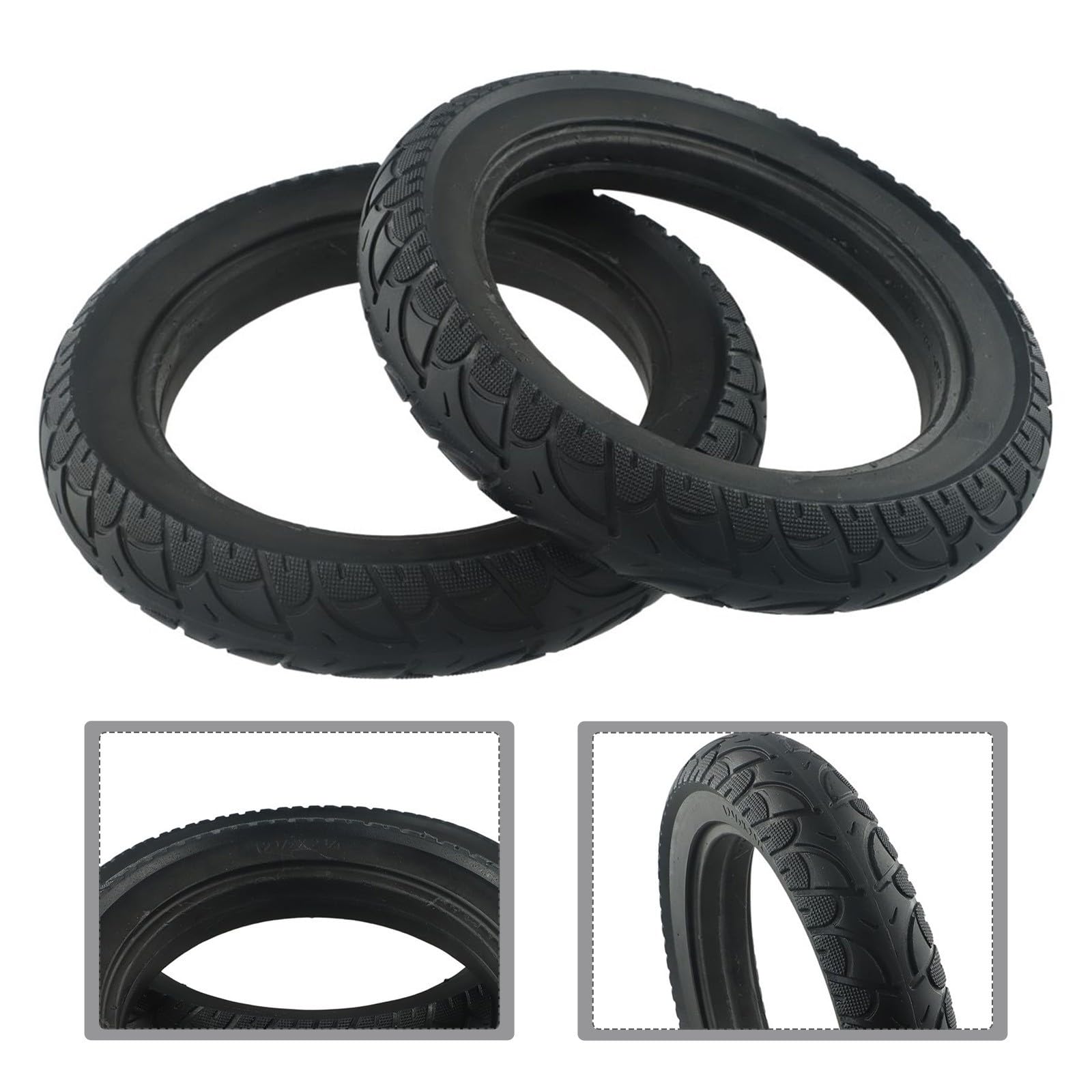 Pneumatici in gomma piena, 12 1/2 x 2 1/4 (57-203), ricambio per bici elettriche e scooter elettrici, pneumatici di ricambio antiforatura in gomma, nero